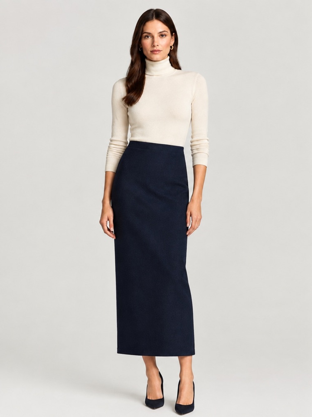Lauren Ralph Lauren 100% wool navy maxi skirt